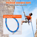 VEVOR 10.2mm Dynamic Climbing Rope, 60M(197ft) Outdoor Rock Climbing Rope 25KN Breaking Tension, Stretchable Fiber Rope with Steel Snap Hooks for Escape, Rappelling, Fire Rescue, Blue