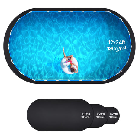 Oval Pool Liner Pad, 12 x 24 ft Pool Liner Pad for Above Ground Swimming Pools, Extra-Thick Pool Mat, Prevents Punctures, Recycled Geotextile Material Underlayment Pad, Extend Liner Life