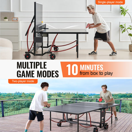 Ping Pong Table Foldable Table Tennis Game Table Indoor Outdoor with Net