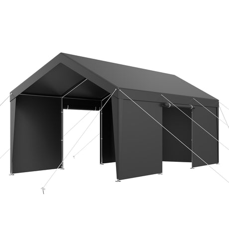 Carport Car Canopy 12x20FT Heavy Duty Car Shelter with Sidewalls White