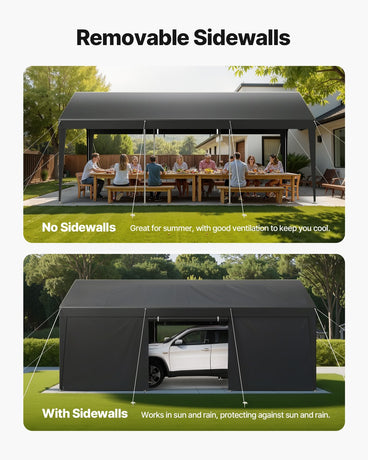 Carport Car Canopy 12x20FT Heavy Duty Car Shelter with Sidewalls White