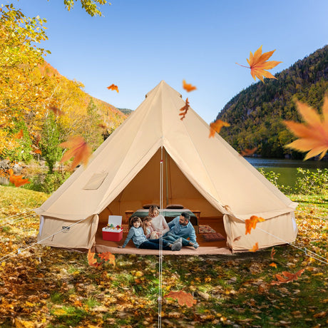 Canvas Bell Tent 4m/13.12ft 4-Season Camping Yurt Tent with Stove Jack