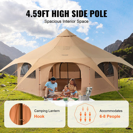 Canvas Tent 4 Seasons 5 m/16.4 ft Bell Tent for Camping with Stove Jack