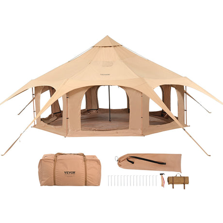 Canvas Tent 4 Seasons 5 m/16.4 ft Bell Tent for Camping with Stove Jack
