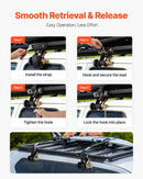 VEVOR Ladder Rack Ratchet Straps, Black Square Tube Mount, 38 mm Wide x 2.25 m Long Black Ladder Rack Straps with Double J-Hooks, 226.8 kg Load Heavy Duty, Cargo Buckle Lock Strap (4 Pack)