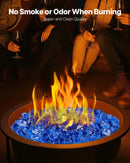 Fire Glass, 20LBS / 9KG High-Temperature Resistant Fireplace Rocks, 1/2-Inch / 12.7 mm Reflective & Smokeless Firepit Glass Rock, High Luster Stone Landscaping for Fire Pit Table, Cobalt Blue