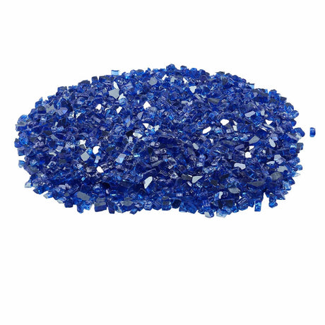 Fire Glass, 20LBS / 9KG High-Temperature Resistant Fireplace Rocks, 1/2-Inch / 12.7 mm Reflective & Smokeless Firepit Glass Rock, High Luster Stone Landscaping for Fire Pit Table, Cobalt Blue
