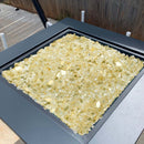 Fire Glass, 10 LBS / 4.5 KG High-Temperature Resistant Fireplace Rocks, 1/2-Inch / 12.7 mm Reflective & Smokeless Firepit Glass Rock, High Luster Stone Landscaping for Fire Pit Table, Gold