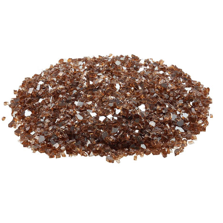 Fire Glass, 10 LBS / 4.5 KG High-Temperature Resistant Fireplace Rocks, 1/4-Inch / 6.35 mm Reflective & Smokeless Firepit Glass Rock, High Luster Stone Landscaping for Fire Pit Table, Copper