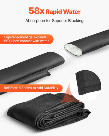 VEVOR Flood Barrier, 8 Pack, 480 x 435 mm Flood Bags Activated by Water, Reusable Water Absorbent Barrier, Sandless Sandbags Blockage, Flooding Prevention Bags for Home, Doorway, Basement, Garage