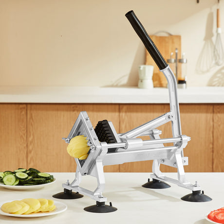 Commercial Vegetable Slicer, 3/8 inch Fruit Slicer, Stainless Steel and Aluminum Alloy Vegetable Cutter Slicer Machine, Manual Slicer with Non-slip Feet, for Radishes, Onions, Potatoes, Lemons
