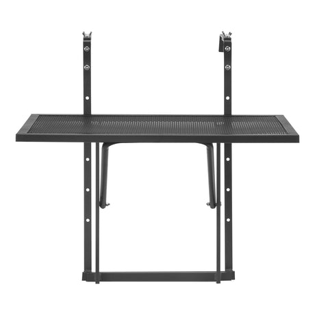 Balcony Hanging Table, 610 x 410 mm Metal Folding Balcony Railing Table, Outdoor Balcony Bar Table for Railings, 5-Level Adjustable, Fit Railing from 1