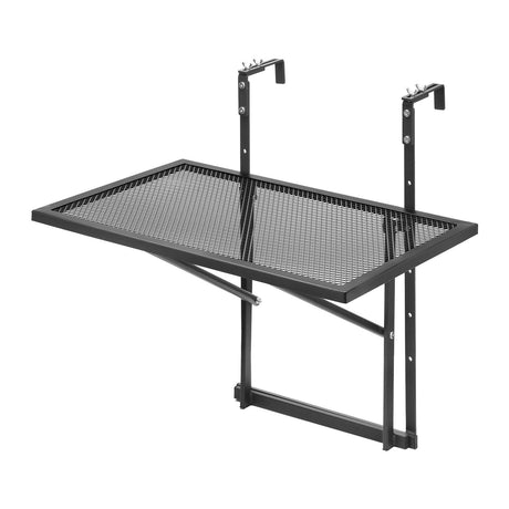 Balcony Hanging Table, 610 x 410 mm Metal Folding Balcony Railing Table, Outdoor Balcony Bar Table for Railings, 5-Level Adjustable, Fit Railing from 1