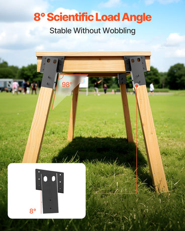 VEVOR Deer Blind Brackets, Outdoor 3.6x3.6 Platform Bracket, Fit 3.5x3.5 In / 88.9x88.9 mm Lumber, 2204lbs/1000kg Capacity Steel Elevator Brackets for Deer Stand, Hunting Blinds, Shooting Shack, 8 Pcs