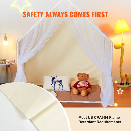 Kids Play Tent, Kids Tent for Kids 1-5 Years Old, Toddler Tent with Mat and Tent Lamp, Tent for Kids with Windows for Indoor and Outdoor, Yurt Tent for Boys and Girls, Beige