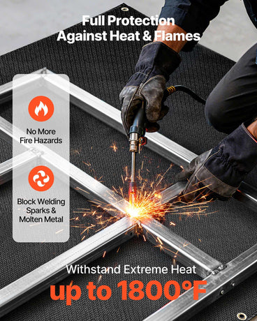 VEVOR Welding Blanket, 1219mm x 1829mm Silicone Coated Fiberglass Welding Blanket, 1800°F Heat Resistant Safety Protection Blankets, Flame Retardant Fireproof Insulation Mat with Metal Grommets