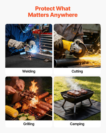 VEVOR Welding Blanket, 1219mm x 1829mm Silicone Coated Fiberglass Welding Blanket, 1800°F Heat Resistant Safety Protection Blankets, Flame Retardant Fireproof Insulation Mat with Metal Grommets