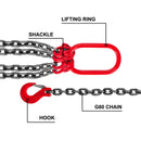 VEVOR Chain Sling, 8 mm x 1m Lifting Chains with Hooks, G80 Engine Chain Hoist Lifts, 5 Ton Load Capacity Lifting Sling Chains for Engine Hoist, Engine Lift Chain with 4 Leg Grab Hooks Heavy Duty
