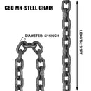VEVOR Chain Sling, 8 mm x 1m Lifting Chains with Hooks, G80 Engine Chain Hoist Lifts, 5 Ton Load Capacity Lifting Sling Chains for Engine Hoist, Engine Lift Chain with 4 Leg Grab Hooks Heavy Duty