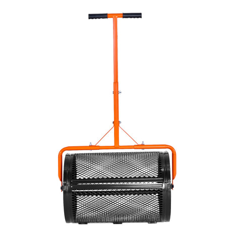 VEVOR Compost Spreader, 24 in Wide Peat Moss Spreader with T Shaped Handle, 3 Heights Adjustable, Powder-Coated Steel Garden Peat Moss Roller, Heavy Duty Grass Seed Spreaders for Planting Seeding