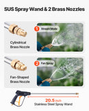 VEVOR Industrial Concrete Sprayer with Wheeled Cart, 14L Stainless Steel Sprayer, Heavy Duty Tri-Poxy Pump Sprayers, 52cm Wand, 1.2m & 3m Hoses, 2 Brass Nozzles for Construction, Lawn & Garden