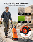 VEVOR Industrial Concrete Sprayer with Wheeled Cart, 14L Stainless Steel Sprayer, Heavy Duty Tri-Poxy Pump Sprayers, 52cm Wand, 1.2m & 3m Hoses, 2 Brass Nozzles for Construction, Lawn & Garden