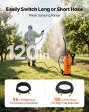 VEVOR Industrial Concrete Sprayer with Wheeled Cart, 14L Stainless Steel Sprayer, Heavy Duty Tri-Poxy Pump Sprayers, 52cm Wand, 1.2m & 3m Hoses, 2 Brass Nozzles for Construction, Lawn & Garden