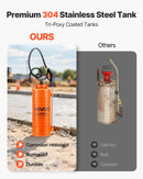 VEVOR Industrial Concrete Sprayer, 14L Stainless Steel Sprayer, Heavy Duty Tri-Poxy Pump Sprayers, 52cm Wand with Ergonomic Gun Handle, 1.2m & 3m Hoses, 2 Brass Nozzles for Construction, Garden