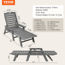 Outdoor Chaise Lounge Chair 6 Positions Reclining Patio Bench Lounger Gray