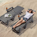 Outdoor Chaise Lounge Chair 6 Positions Reclining Patio Bench Lounger Gray