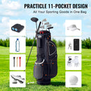 Golf Cart Bag with 14 Way Organizer Divider Top, 35” 11 Pockets Premium Cart Bag with Stand, Durable Golf Bags with Handles & Dust Cover & Detachable Dual Strap for Men & Women, Black White
