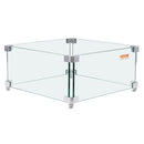 Gas Fire Pit Wind Guard for Square Fire Table, 380 x 380 x 180 mm Clear Tempered Wind Guard for Firepits, 8mm Thick Square Glass Shield, Glass Panel with Hard Corner Bracket & Feet