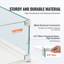 Gas Fire Pit Wind Guard for Square Fire Table, 380 x 380 x 180 mm Clear Tempered Wind Guard for Firepits, 8mm Thick Square Glass Shield, Glass Panel with Hard Corner Bracket & Feet