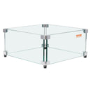 Gas Fire Pit Wind Guard for Square Fire Table, 543 x 543 x 191 mm Clear Tempered Wind Guard for Firepits, 8mm Thick Square Glass Shield, Glass Panel with Hard Corner Bracket & Feet