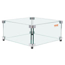 Gas Fire Pit Wind Guard for Square Fire Table, 493 x 493 x 191 mm Clear Tempered Wind Guard for Firepits, 8mm Thick Square Glass Shield, Glass Panel with Hard Corner Bracket & Feet