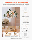 VEVOR Wedding Flower Stand, 10PCS 40cm Column Flower Stand, Floral Stands with Acrylic Laminate, Gold Rectangular Floral Display Rack for Wedding, Party, Birthday, Home,  Gold Centerpiece Stands