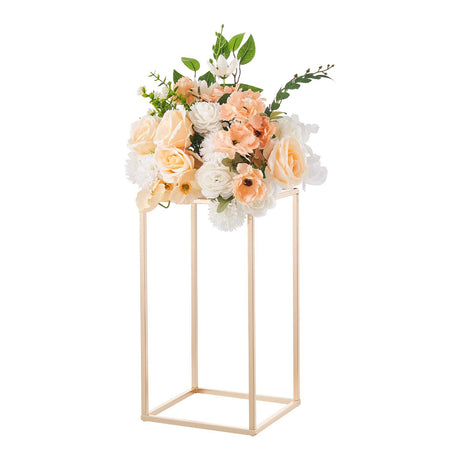 VEVOR Wedding Flower Stand, 10PCS 40cm Column Flower Stand, Floral Stands with Acrylic Laminate, Gold Rectangular Floral Display Rack for Wedding, Party, Birthday, Home,  Gold Centerpiece Stands