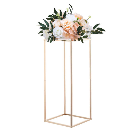 VEVOR Wedding Flower Stand, 10PCS 60cm Column Flower Stand, Floral Stands with Acrylic Laminate, Gold Rectangular Floral Display Rack for Wedding, Party, Birthday, Home,  Gold Centerpiece Stands