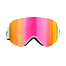 VEVOR Frameless Ski Goggles, Magnet Cylindrical Lens with Pink Revo Coating, OTG Anti fog Snow Goggles for Men Women Youth, TPU Frame & Ventilation Structure, Fit for Skiing, Skating, Snowboarding