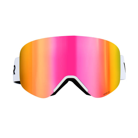 VEVOR Frameless Ski Goggles, Magnet Cylindrical Lens with Pink Revo Coating, OTG Anti fog Snow Goggles for Men Women Youth, TPU Frame & Ventilation Structure, Fit for Skiing, Skating, Snowboarding