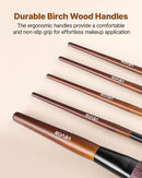 VEVOR 9-Piece Makeup Brush Set for Foundation Blending Eyeshadow, Professional Makeup Brush Kit with Soft Natural Wool & Vegan Synthetic Bristles, Ergonomic Wood Handle, Travel-Friendly Storage Bag