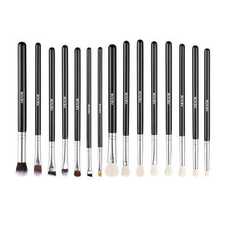 VEVOR 15-Piece Makeup Brush Set for Foundation Blending Eyeshadow, Professional Vegan Brushes with Soft Synthetic Bristles, Ergonomic Wood Handle & Aluminum Ferrule, Portable and Travel-Friendly