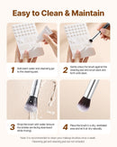 VEVOR 15-Piece Makeup Brush Set for Foundation Blending Eyeshadow, Professional Vegan Brushes with Soft Synthetic Bristles, Ergonomic Wood Handle & Aluminum Ferrule, Portable and Travel-Friendly