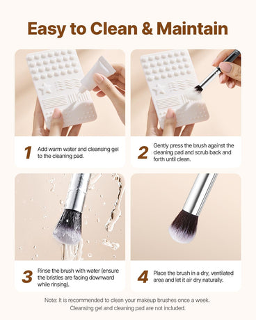VEVOR 15-Piece Makeup Brush Set for Foundation Blending Eyeshadow, Professional Vegan Brushes with Soft Synthetic Bristles, Ergonomic Wood Handle & Aluminum Ferrule, Portable and Travel-Friendly