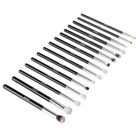 VEVOR 15-Piece Makeup Brush Set for Foundation Blending Eyeshadow, Professional Vegan Brushes with Soft Synthetic Bristles, Ergonomic Wood Handle & Aluminum Ferrule, Portable and Travel-Friendly