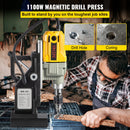 VEVOR Magnetic Drill, 1100W 1.57" Boring Diameter, 2697lbf/12000N Portable Electric Mag Drill Press with 7 Bits, 580 RPM Max Speed Drilling Machine for any Surface and Home Improvement