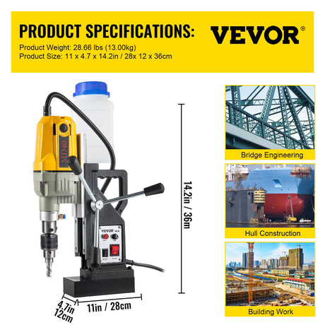 VEVOR Magnetic Drill, 1100W 1.57