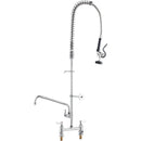 VEVOR Commercial Faucet with Pre-Rinse Sprayer, 44" Height, 8" Center, 12" Swing Spout, Deck Mount Kitchen Sink Faucet, Brass Constructed Device with Pull Down Spray, for 1/2/3 Compartment Sink
