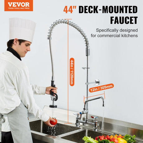 VEVOR Commercial Faucet with Pre-Rinse Sprayer, 44