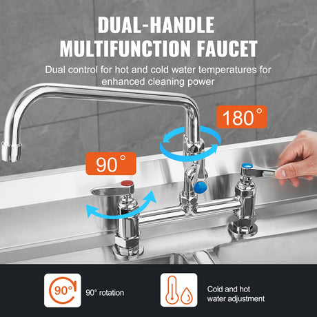 VEVOR Commercial Faucet with Pre-Rinse Sprayer, 44